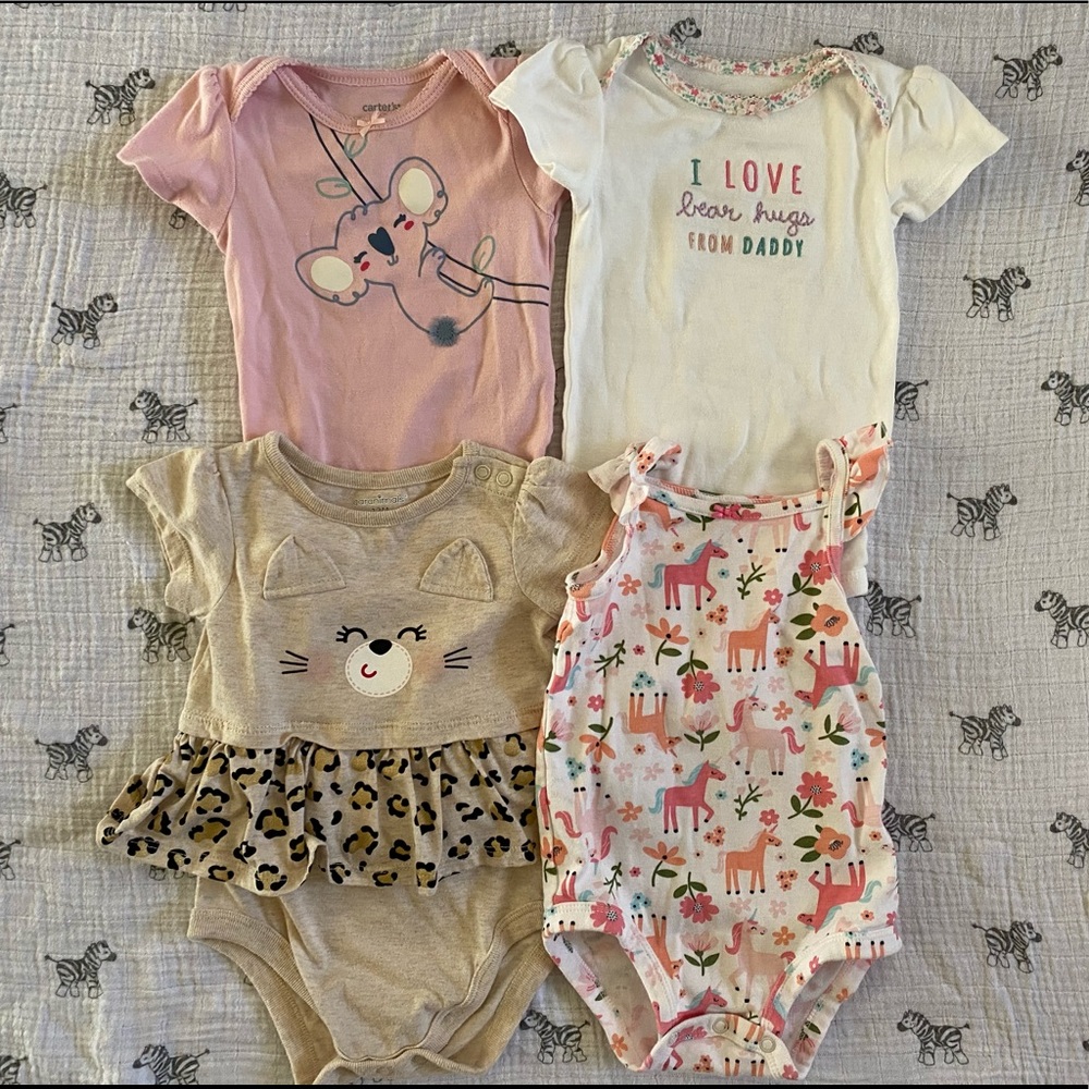 Super cute bundle of 4 onesies 12 months